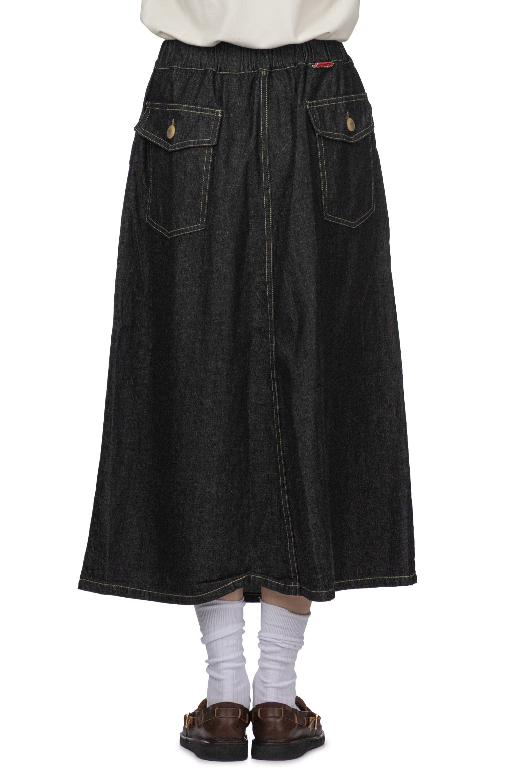 NARU  - 8oz Uneven Denim Tyrolean Skirt  - Black